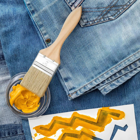 30 Piece Pro Grade Thick Wooden Handle Flat Oil Based Paint Brush Set For Walls Fences Wood Staining And Decks Sturdy Easy