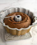 Bundt cake with Reusable Bundt Cake Thermometer That Turns Red When Doneness Is Reached, Perfect For Center Of The Cake Testing.