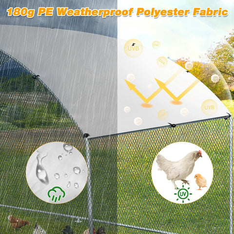 Close-up of Large Walk In Chicken Coop With Waterproof Round Arch Cover And Anti UV Shield showing weather-resistant features