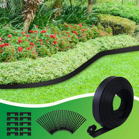 262 Ft 2 Inch Tall Landscape Edging Border Kit With 140 Spikes And 40 Connectors For Lawn And Garden Durable Plastic Edging