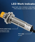 LED work indicator on Inductive Proximity Sensor M12 4mm Detection Unshielded 4Pcs NPN NO Output Iron Target 15x15x1mm