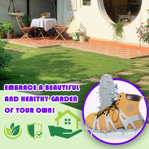 Lawn Aerator Shoes With Spiked Design And Adjustable Wrap Around Lacing For Easy On And Secure Fit Yard Care Must-Have Universal Size 6 To 12 For Men And Women Grass Aeration Spikes Tool In Grey
