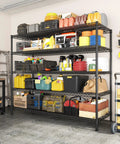 Beefy 5 Tier Wire Storage Shelves With 3200 Lb Capacity, 55.5 Inch Wide Metal Garage Shelving Unit With Adjustable Shelves For Garage, Pantry, Basement, Warehouse, Kitchen, Office Organization in a garage with stored bins