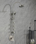 Riviera Shower System With 8-Inch Rain Showerhead, Three Body Sprays, Five-Function Hand Shower, Brushed Nickel Finish, Easy Retrofit Surface-Mounted Pre-Plumbed No Remodel Needed