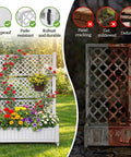 Comparison of All Weather Raised Garden Bed With Trellis And Privacy Screen On Wheels and an old rusty garden bed