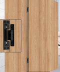 Ultra Thin Hidden Door Hinges With Adjustable Butt And Silent Operation, Heavy Duty Concealed Zinc Alloy Hinges For Secret Doors, 110 Degree Opening, No Hole Digging Needed, Low-Profile Install For Thin Doors, YCHE-02 installed in wooden door