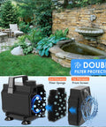 Outdoor view of Beefy Submersible Water Pump 600GPH 35W With Flow Control, filter features visible, pond setting
