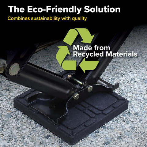 Universal RV Flex Leveling Pads Support For Jacks And Stabilizers Anti Sink Design keeps your camper solid on soft dirt or grass setup with black recycled material.