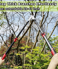 Extendable 28 To 41 Inch Lopper With Compound Action Heavy Duty Tree Pruner in use cutting branches