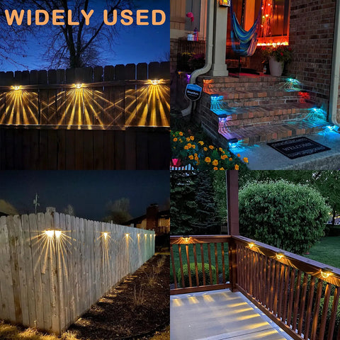 6 Pack Outdoor LED Step Lights with Dual Mode Warm White and Color Changing on fences, stairs, and patio for garden use