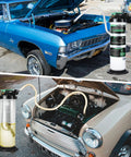 9.5 L Oil Extractor Pump All In One Kit for Cars and Boats in use extracting fluid from car engines outdoors