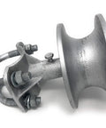 Side view of Beefy Heavy Duty Chain Link Gate Rollers Malleable Cantilever For 2 7/8 In Posts And 2 3/8 In Gate Frames Pack Of Four