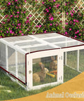 Clear Heavy Duty Tarp 8x10 ft Waterproof with Grommets on Chicken Coop in Garden Setting