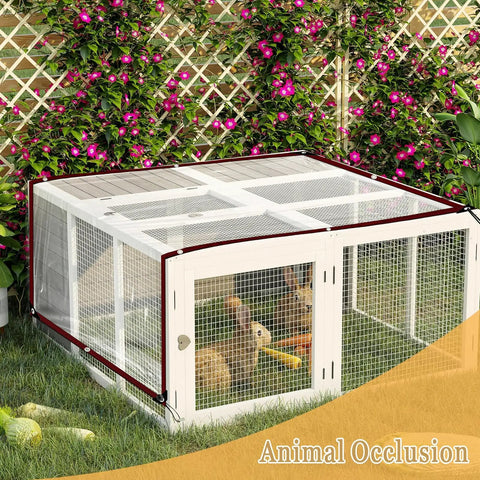 Clear Heavy Duty Tarp 8x10 ft Waterproof with Grommets on Chicken Coop in Garden Setting