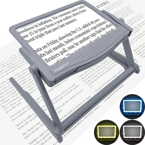 5X Large LED Page Magnifier With Detachable Stand For Hands Free Reading Anti Glare Lens Reducing Eye Strain Three Color Lighting Modes Ideal For Reading Fine Print Crafting And Low Vision Seniors