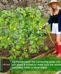 U Shaped Garden Trellis For Raised Beds Outdoor Climbing Plants, Built Tough Metal Arch Support For Tomatoes Peppers Cucumbers Peas Zucchini, Improves Airflow And Sunlight, 47.2In L By 30In W By 47.2In H with woman gardening