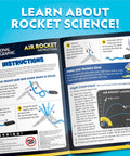 Instructional guide for Air Rocket Launcher Kit With Glow In The Dark Foam Rockets Up To 100 Feet Kid Powered Outdoor STEM Toy.