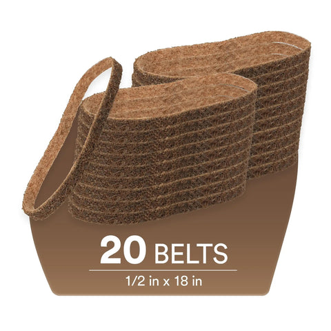 Stack of 20 Surface Conditioning Belt For Metal Finishing 1/2 In By 18 In Nonwoven A CRS Grade Reduces Loading And Heat Build Up