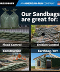 Heavy Duty Empty Sandbags For Flood Protection 14 By 26 Inches Poly Sand Bags With Tie Strings Reusable UV Resistant uses