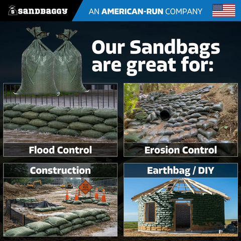 Heavy Duty Empty Sandbags For Flood Protection 14 By 26 Inches Poly Sand Bags With Tie Strings Reusable UV Resistant uses