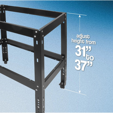 Adjustable Beefed Up Heavy Duty Router Table Stand For Workshop With Ergonomic Height And Adjustable Feet, 500 Lb Capacity.