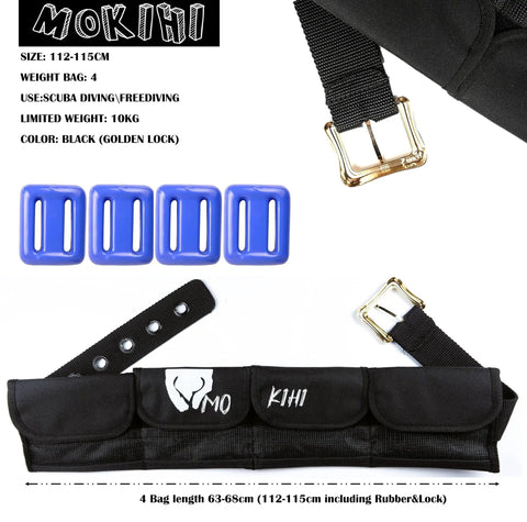 13.86 Pounds Diving Weight Belt With Quick Release Buckle, black with blue weights and durable buckles for saltwater dives.