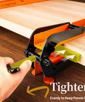 Using 36 Inch Pressure Panel Clamp System Set, Heavy Duty Steel Clamps 2 Pack for tightening panel edges.
