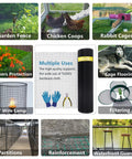 Hella Durable Black Pvc Coated Quarter Inch Hardware Cloth 48 X 100 Feet Chicken Wire Mesh used as garden fence and chicken coop protection.