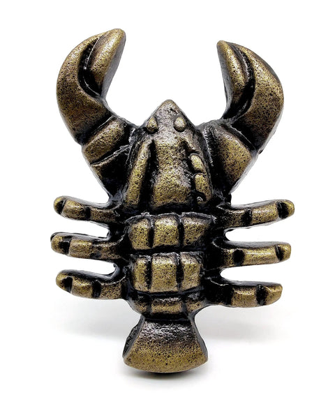 Ocean Theme Cast Iron Door Knobs And Drawer Pulls Set Of 6 For Cabinets Dressers Wardrobes And Kitchen Cupboards Handmade Classic Hardware With Retro Bronze Finish Built To Last And Rust Resistant lobster design