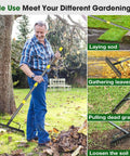 Heavy Duty Bow Rake With 17 Tines 17 Inch Wide Garden Rake Adjustable Length 35 To 67 Inches Manganese Steel Handle Pro Grade