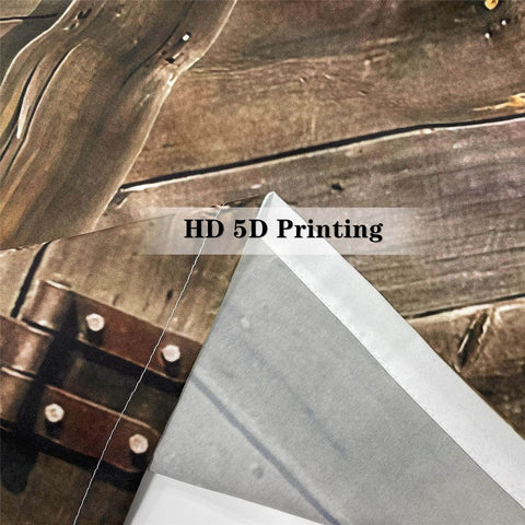 Close-up of HD 5D printed rustic barn door curtains, showcasing wood grain and fabric texture. Rustic Barn Door Curtains 52 X 84 Inch Rod Pocket Two Panels Farmhouse Western Country Wood Print Window Drapes For Cafe Living Room Bedroom Closet Cozy Farmhouse Vibe.