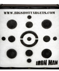 Iron Man 30 Inch Archery Target For Personal Range, 475 FPS Rated, showing durable fiber shell and target circles