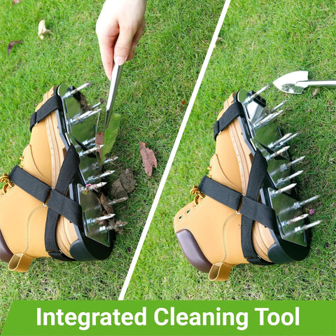 Preassembled Lawn Aerator Shoes With Metal Reinforced Base Plate And Anti Slip Straps, Adjustable Fit For US Sizes 6 To 12 in yard
