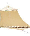 Cozy Outdoor Double Hammock With Soft Spun Polyester Rope 600 Pound Capacity Extra Large Tan Hammock For Two 124 Inch Wide
