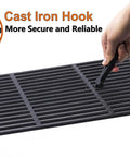 Hand using Cast Iron Grill Grid Lifter, 8 Inch Long Universal Barbecue Grate Lifter For Charcoal And Gas Grills on grate.