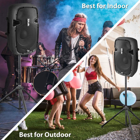 Beefy Rubber Capped Tripod Stand With Adjustable Height From 36.2 To 58 Inches Locking Safety Pin 35mm Mount Insert in use indoors and outdoors