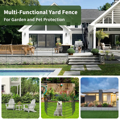 Outdoor Garden Fence For Dogs 32 Inch High 23 Ft Long Rustproof Metal Fencing With Ground Stakes No Dig Animal Containment
