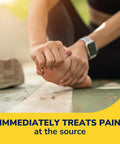 Person massaging foot, highlighting pain relief orthotics for ball of foot pain insole cushioned support that eases metatarsalgia.
