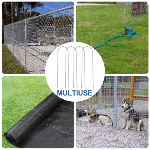 U Shape Drip Irrigation Stakes Pack Of 150 Heavy Duty Galvanized Garden Staples 6 Inch Rust Resistant Landscape Stakes for securing landscape fabric, fences, and hoses.
