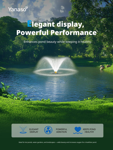 1 HP Pond Fountain Pump With Timer And 15000 GPH Flow, 100 Ft Power Cord, Dual Spray Patterns, Energy Efficient Water Circulation For Ponds And Lakes
