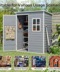 5x3 Ft Outdoor Storage Shed With Lockable Door, Rugged Weatherproof Resin Garden Shed With Floor And Ventilation open
