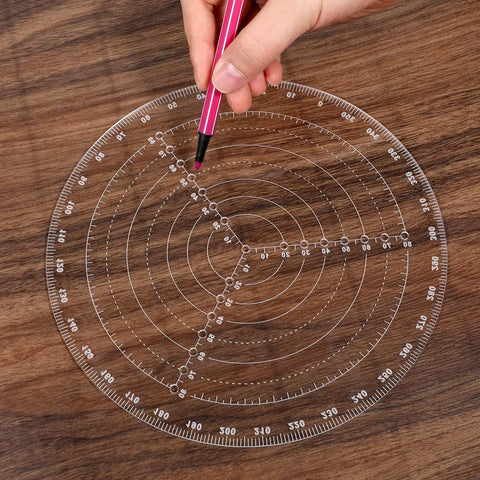 Round Center Finder Compass For Woodworking Clear Acrylic Circle Gauge used on wooden surface