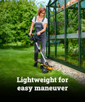 Person using Cordless String Trimmer and Lawn Edger for 12 Inch Cutting Path, 20V Weed Eater with Instant Line Feed, 90 Degree Tilt Head