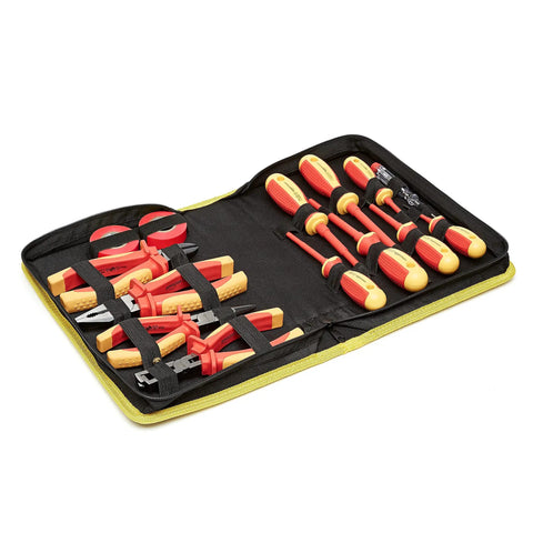Pro Grade Insulated 1000V VDE Electrician Tool Set With Pliers And Screwdrivers Voltage Tester And Electric Tape 14 Piece