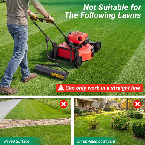 Man using Dope Lawn Striper Kit For Push Mowers With Heavy Duty Stainless Steel Roller Universal DIY Striper on grass