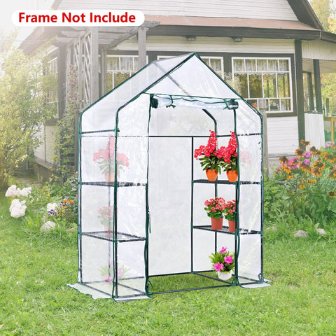 Walk In Greenhouse Replacement Cover With Roll-Up Zipper Door 28x56x76 Inch PVC Weatherproof See-Through Climate Shield For Plants Garden Frost Protection Wind Rain Proof No Frame Included