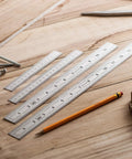 Beefy Machinist Ruler Set Four Pack Stainless Steel With Six Eight Twelve And Fourteen Inch Lengths In Metric And Imperial