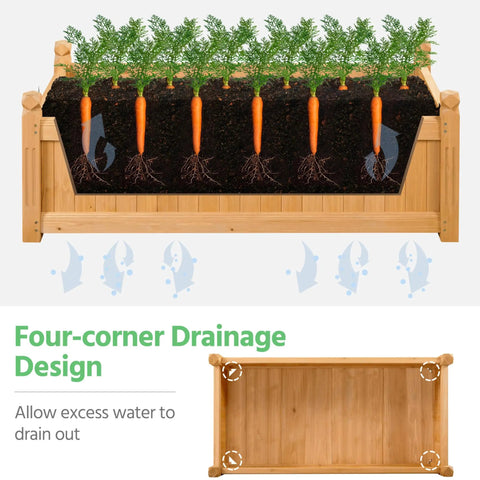 Two Pack 46 Inch Raised Garden Bed Kit Wooden Rectangular Planter For Outdoor Yard And Greenhouse Low Maintenance And Perfect For Vegetables Flowers And Herbs Light Brown Finish Durable Fir Wood