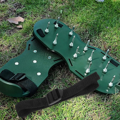 Adjustable Lawn Aerator Shoes With Nail Spikes For Easy Garden Soil Aeration And Lawn Care, 8 Straps Fit All Sizes