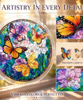 83 Piece Acrylic Suncatcher Puzzle Kit With Forget Me Not Pattern For Doors Windows And Garden, butterfly and flower detail